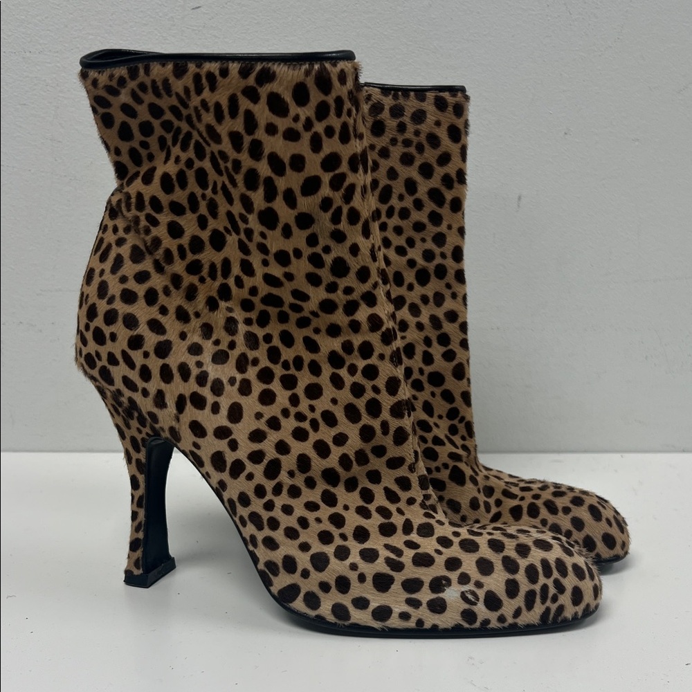 Versace Pony Hair Animal Print Heeled Boots